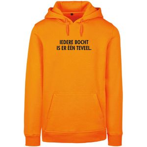 Wintersport hoodie oranje M - Iedere bocht is er één teveel - soBAD. | Foute apres ski outfit | kleding | verkleedkleren | wintersporttruien | wintersport dames en heren