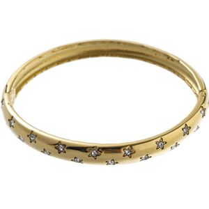 Nouka Dames Armband – Goud Gekleurde Bangle - Ingelegd met Schitterende Sterretjes - Stainless Steel – Cadeau voor Vrouwen