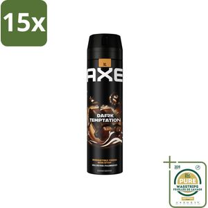 15 x AXE - Deodorant Spray - Dark Temptation - Chocoladegeur - Verleidelijk Fris - 200 ml - Grootverpakking - Deodorant Spray - Chocolade Geur - AXE Dark Temptation - Verleidelijke Geur - Frisheid
