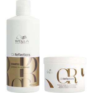 Wella - Oil Reflections Luminous Reveal Shampoo 500ml - Oil Reflections Luminous Reboost Mask 500ml - Voordeelverpakking