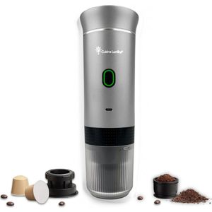 Draagbare koffiemachine - Cuisina Lumina ® - Hoogwaardige kwaliteit - 120 ML - Voor onderweg - Draagbaar koffiezetapparaat - Camping gadget - Oplaadbaar - Verwarmt water - Koffiecups & gemalen koffie - Espresso & Lungo - Matte zwart