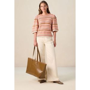 Sissy-Boy - Roze - Trui - Korte Mouwen - Hoge Ronde Hals - Fijn Breisel