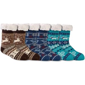 Huissokken | Kindersokken | Antislip | Kleur: Blauw | Maat: 27-32 / 32-26 | 6 paar