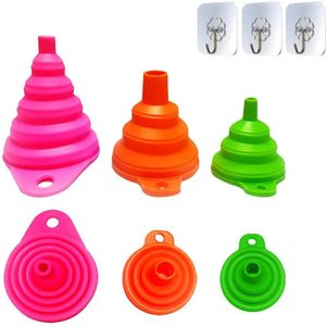 TRANKIELO® – Hoogwaardige Inklapbare Siliconen Trechters Set – Set van 3 - Praktische en Ruimtebesparende Keukenhulpjes voor Oliën, Vloeistoffen en Poeders