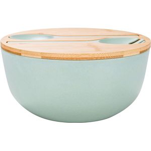 Smart Kitchen grote slakom set met bamboe deksel – Saladeschaal 25cm – Serveerschaal – Fruitschaal – Mengkom – Turquoise