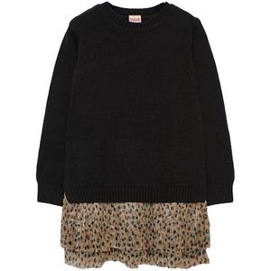Boboli - Knitwear - Jurk - Zwart - Gebreid met Bloemen