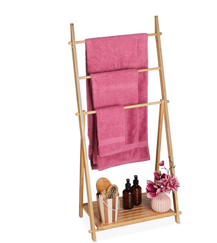 Handdoekenrek - Natuur - Bamboe - 3 Stangen - 110 x 53 x 31,5 cm