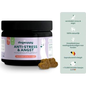 Dogsuppy-Hondensnoepjes- Anti-Stress & Angst bij honden- Probiotica - Bevordert rust- stress verlagend - Hondensupplement - 60 snoepjes