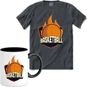 Basketball | Basketbal - Sport - Basketball - T-Shirt met mok - Unisex - Mouse Grey - Maat S