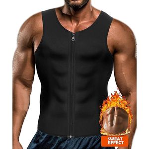 mannen sauna zweet rits vest voor gewichtsverlies hete neopreen korset taille trainer body top shapewear afslanken shirt training pak - XXL