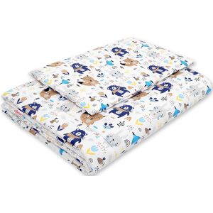 Beddengoedset 2-delig met vulling 120x90 cm - marineblauwe teddyberen