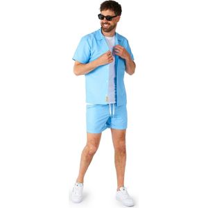 OppoSuits Cool Blue - Heren Zomer Set - Bevat Shirt En Shorts - Festival Outfit - Blauw - Maat: L