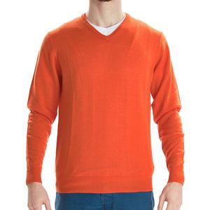 Osborne Knitwear Trui met V hals - Merino wol - Orange - M