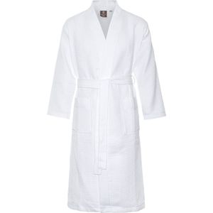Wafel badjas voor sauna wit 3XL - witte unisex badjassen - biologisch katoen - wafel badjas wit - kimono - wafel badjas dames - wafel badjas heren - Oeko-Tex - maat 3XL