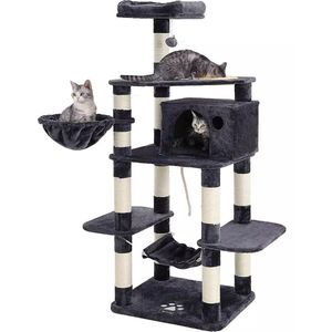 In And OutdoorMatch Luxe Krabpaal Felicia - Voor Katten - 164cm - Zwart - Zachte Kattenmand Hangmat - Kattenspeelgoed - Geschikt voor kleine kittens