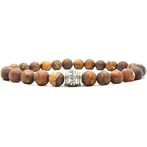 Beaddhism - Armband - Cracked Brown Prayer Stone - Guru - 8 mm - 21 cm