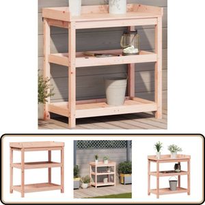 vidaXL Oppottafel - Massief Douglashout - 82,5x45x86,5 cm Houten Tuinwerktafel - Douglas Hout - Plantentafel - Opslagkast - Balkon Tafel