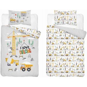 Dekbedovertrek - Lichtgrijs - Kinderbeddengoed 90x120 - Katoen met Ritssluiting