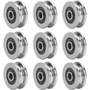 V-groef lagers 10pcs 18mm * 4mm * 8mm diepe U/V groef dubbele afgeschermde miniatuur kogellagers raillagergeleider katrol lager stalen rupswiel voor 3D-printer motor skateboards.