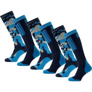 Poederbaas Skisokken - Camo Navy - 6 paar skikousen - Maat 43/46