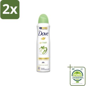 Dove - Deodorant - Go Fresh Cucumber & Green Tea - Frisse en kalmerende geur - 250 ml - Voordeelverpakking - 2 stuks - Cucumber & Green Tea Deodorant Spray - Frisheid