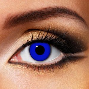 Partylens® kleurlenzen - Dark Blue Out - jaarlenzen met lenshouder - partylenzen