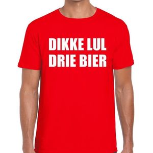 Dikke Lul Drie Bier heren shirt rood - Heren feest t-shirts XXL