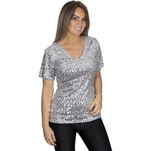 Pailletten topje - shirt - Zilver - Maat S/M - Maat 38/40 - Disco - Eras tour