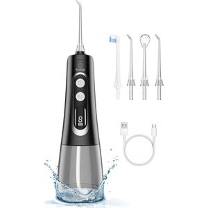Kolap Waterflosser – 9 Standen – Monddouche – Incl. 4 opzetstukken – PREMIUM Water flosser Draadloos – Midnight Edition – Flosapparaat