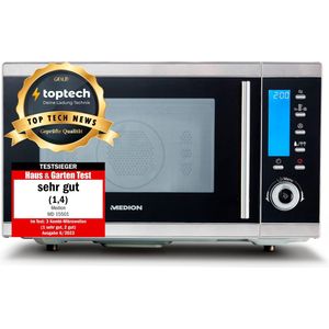 MEDION 4-in-1 Magnetron met Grill MD 15501 | 25 Liter | 900 Watt Magnetronvermogen | 2500 Watt Hetelucht | 10 Automatische programma's