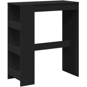 The Living Store Bartafel met rekken 90x40x103,5 cm bewerkt hout zwart - Bartafel - Houten Tafel - Keukenmeubilair - Eetkamerset - Living Meubels