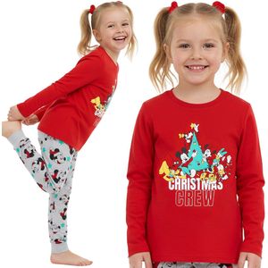 DISNEY Mickey Mouse Kerstpyjama voor kinderen, KATOENEN pyjama met lange mouwen OEKO-TEX