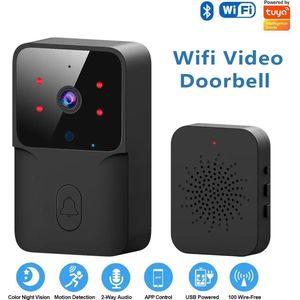 WIFI Video Deurbel - Slimme Deurbel - Camera - Draadloze deurbel - DC AC Batterij - Alexa - Google - Voor Thuis - Zwart - Met Intercom - Bewegingsdetectie