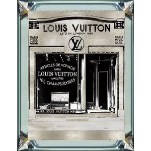 70 x 90 cm - Spiegellijst met prent - Louis Vuitton winkel - prent achter glas
