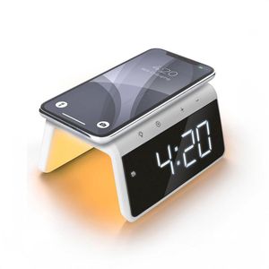 Digitale wekker met oplaadstation en Wake Up Light - Dimbare LED-display - Wit