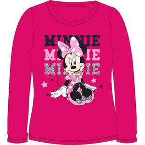 Minnie Mouse longsleeve shirt met glitternaam donker roze maat 116