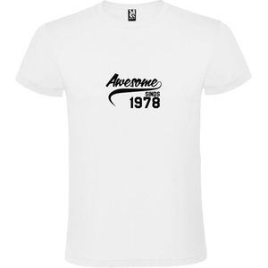 Wit T-Shirt met “Awesome sinds 1978 “ Afbeelding Zwart Size S