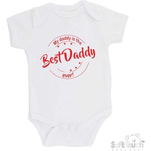100% katoenen Romper ""My daddy is the best daddy ever!"" Vaderdag Unisex Katoen Wit/rood Maat 62/68