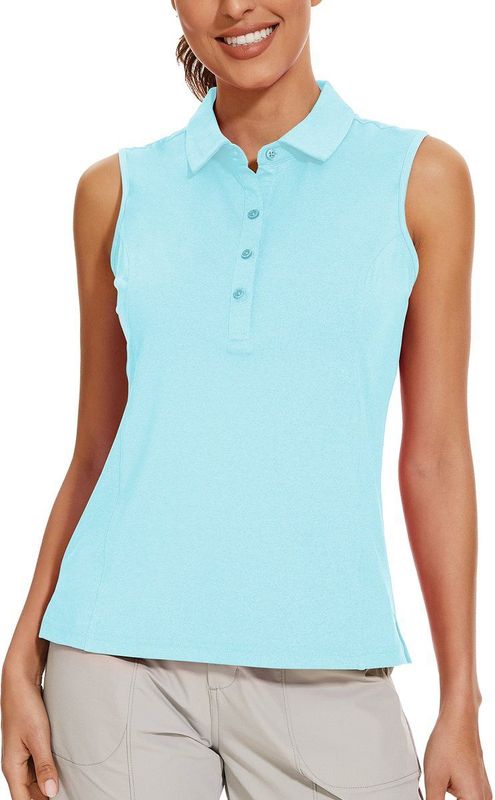 MEETYOO - Actieve Mouwloze Polo - Hemelblauw - Dames