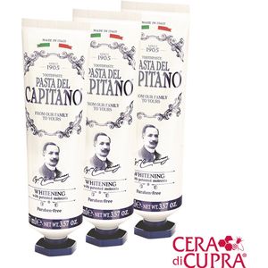Pasta del Capitano Whitening: 3 tubes inclusief spatel € 8,95 p.st.: unieke tandpasta met Eureco HC® voor stralend witte tanden, antibacterieel (tube 75ml).