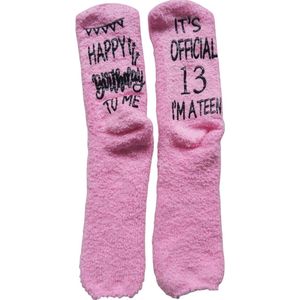 Happy birthday 13 jaar antislip sokken one size