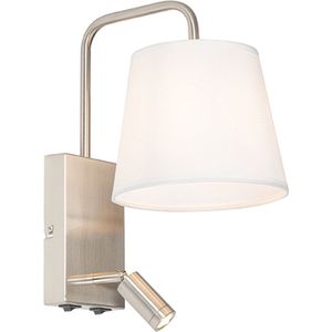 QAZQA renier - Moderne LED Wandlamp voor binnen - 1 lichts - D 24.6 cm - Wit - Kantoor / Werkkamer,Slaapkamer