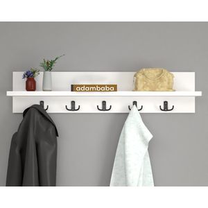 Adambaba - Kapstok - Wandkapstok - Wandplank - Modern Stijl Kapstok - Natuurlijk Hout - 80 cm - Wit Kleur
