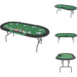 vidaXL Pokertafel - Inklapbaar - MDF-tafelblad - Polyester bekleding - Kunstleren armleuningen - Stalen poten - 206 x 106 x 76 cm - Ovaal - Pokertafel