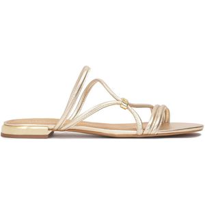 Gold mules that can be worn as sandals