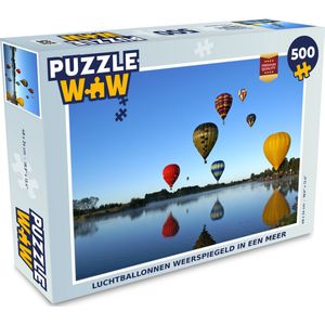 Puzzel Luchtballon - Water - Reflectie - Legpuzzel - Puzzel 500 stukjes
