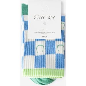 Sissy-Boy - Blauwe sokken met blokjespatroon