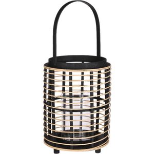 Mica Decorations Jonas Lantaarn - 25.5x25.5x35 cm - bamboo - Zwart