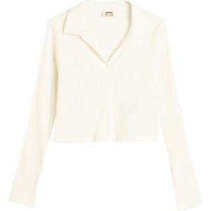 T-shirt - V-kraag - Lange Mouw - Crop Lengte - Bci-katoen