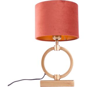 Tafellamp ring Devon small met kap | 1 lichts | koper / roest / goud / brons | metaal / stof | Ø 15 cm | 37 cm hoog | dimbaar | modern / sfeervol design